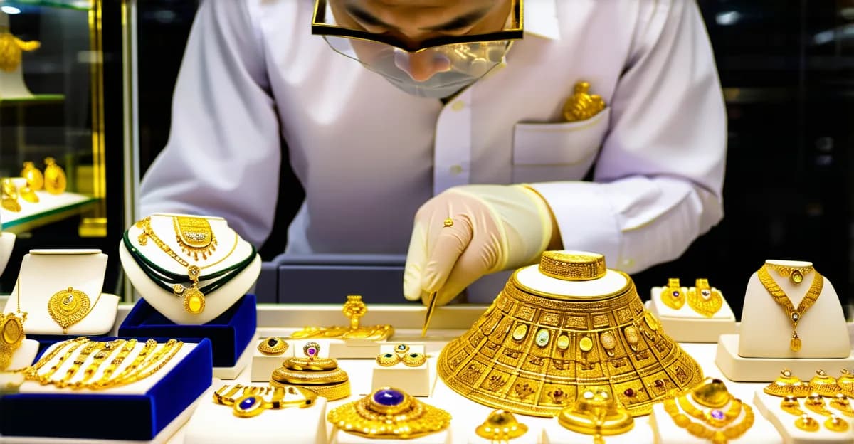 珠寶鑑定師使用專業工具檢測黃金